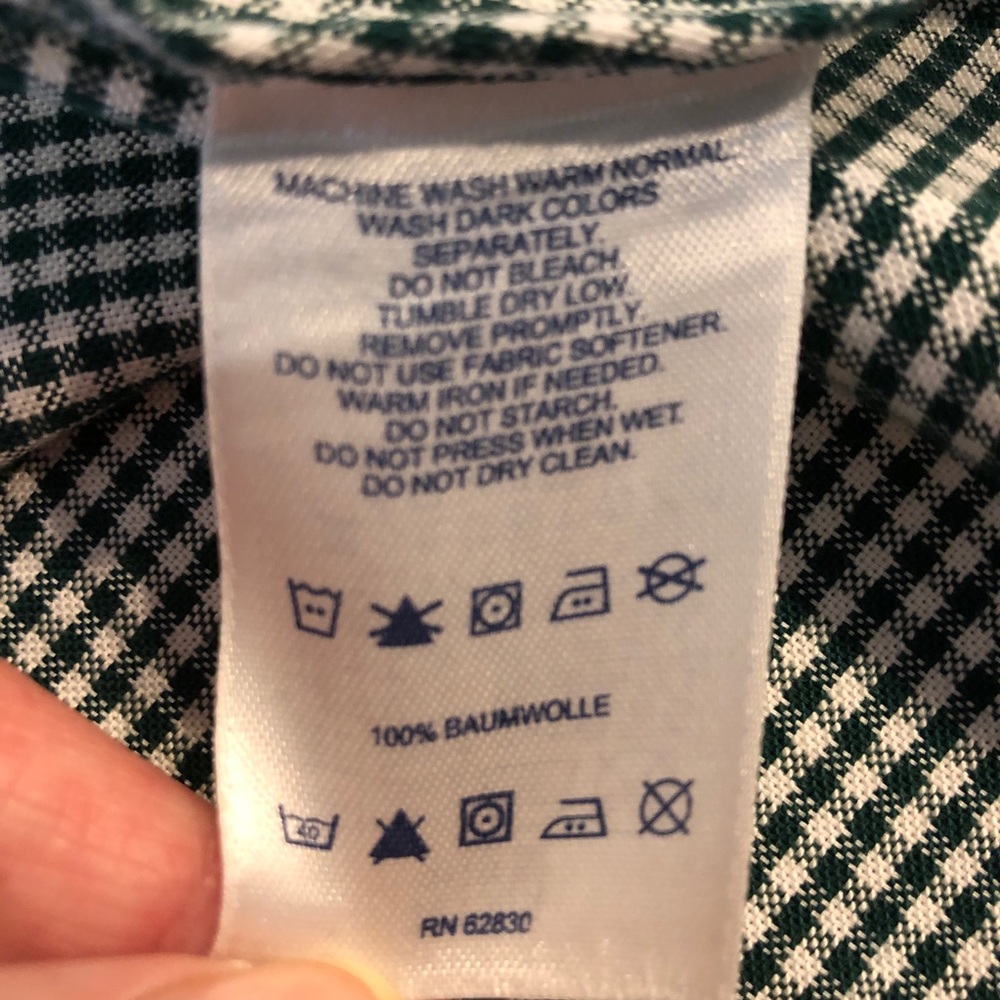 Lands' End Long Sleeve Green & White Shirt Large - Picture 7 of 12